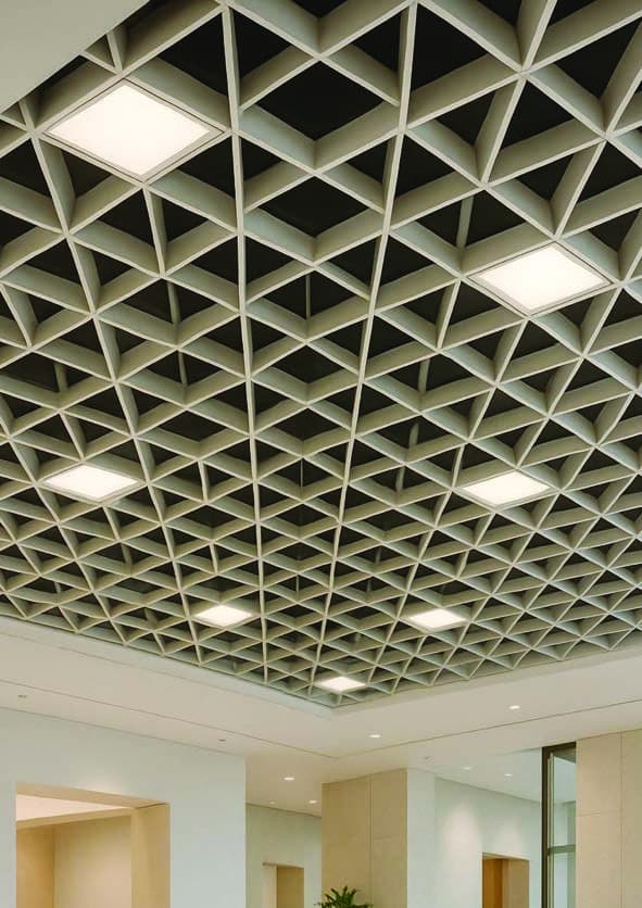 Triangular open cell ceilings