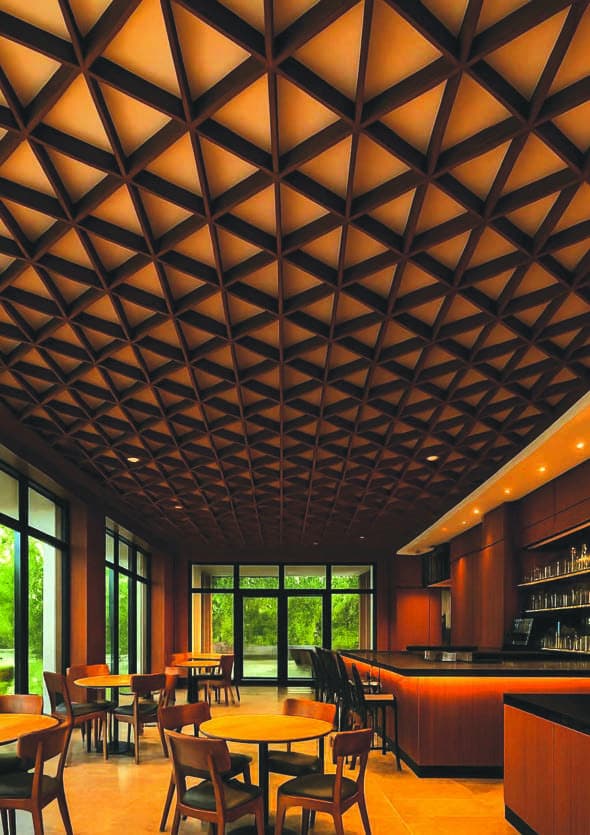 Triangular open cell ceilings